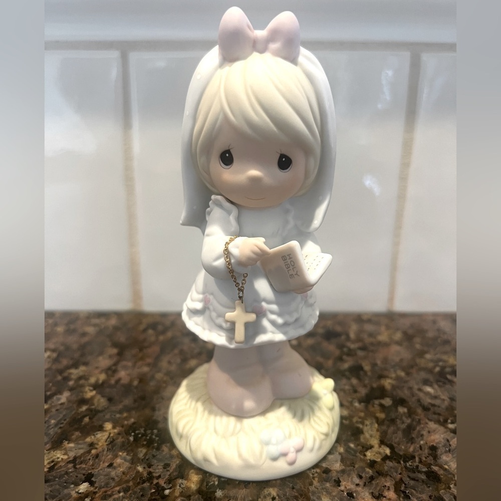Precious Moments This Day Has Been Made In Heaven Figurine with Bible and Cross